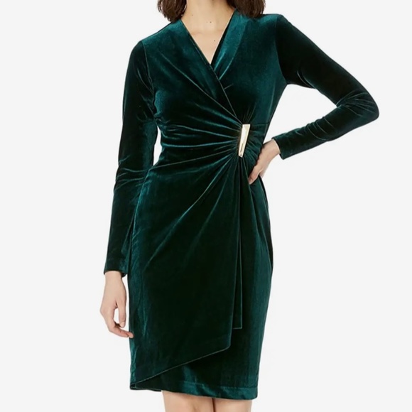 Calvin Klein Malachite Calvin Klein Faux Leather Sleevless Sheath Women's  Malachite